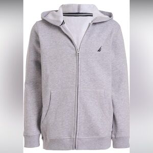 Nautica Boys' Zip Up light grey Hoodie Sweatshirt, Lightweight Fleece Size XL